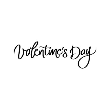 Valentine Day Handwritten Lettering Isolated. Vector Illustration of Cursive Hand Drawn Calligraphy. Black over White Background.
