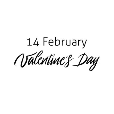 Valentines Day Handwritten Lettering. Vector Illustration of Cursive Hand Drawn Calligraphy. Black over White Background.