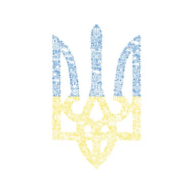 Ukraine Trident Line. Vector Illustration of Ukrainian National Coat of Arms. Outline Object.