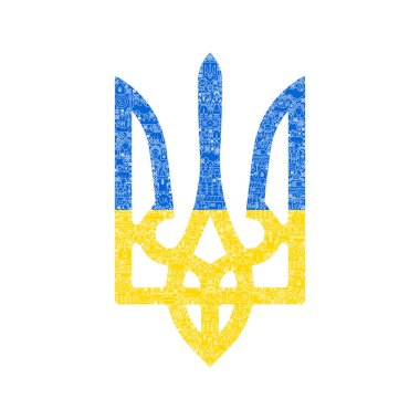 Ukraine Trident Line Art. Vector Illustration of Ukrainian National Coat of Arms. Outline Object.
