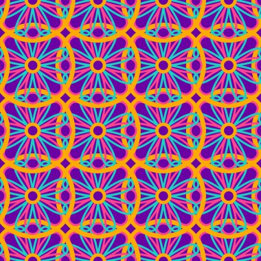 Flower Diwali Circle Seamless Pattern. Vector Illustration of Indian Holiday Celebration.