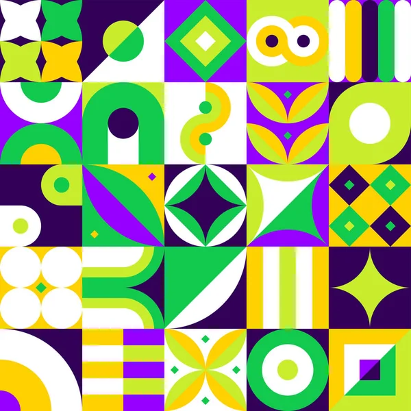 Green Geometrical Square Seamless Pattern Vector Illustration Polygonal Memphis Style — Stockvektor