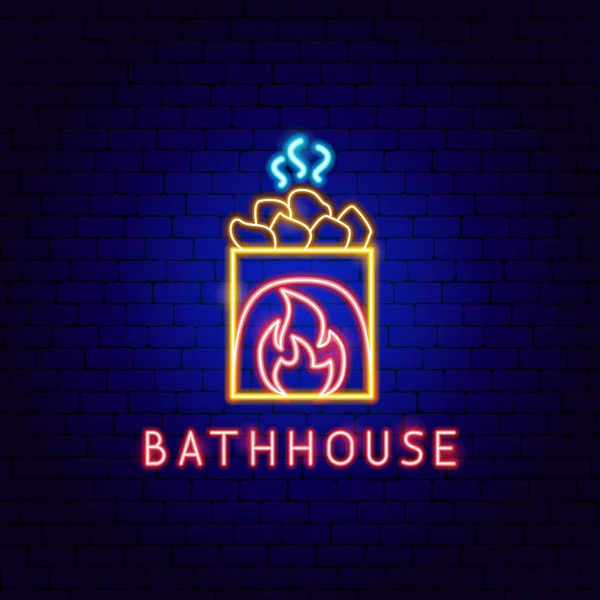 Bathhouse Neon Label Ilustración Vectorial Del Procedimiento Lavado Limpia Lava — Archivo Imágenes Vectoriales