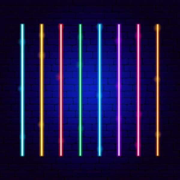 Färg Cyber Lines Neon Set Vektor Illustration Glowing Led Lamp — Stock vektor