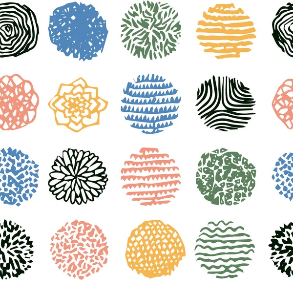 Patrón Doodle Circle Sin Costuras Abstracto Ilustración Vectorial Del Diseño — Archivo Imágenes Vectoriales