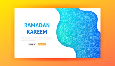 Ramazan Kareem İniş sayfası. Tasarımın Vektör İllüstrasyonu.