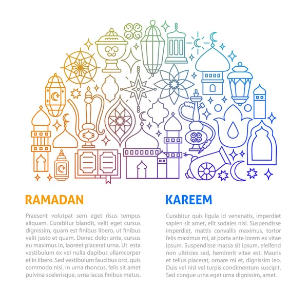 Plantilla Ramadan Kareem Line Ilustración Vectorial Del Diseño Del Esquema — Archivo Imágenes Vectoriales