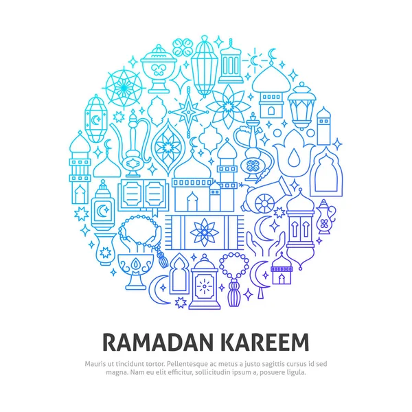 Ramadan Kareem Cirkel Concept Vector Illustratie Van Outline Design — Stockvector