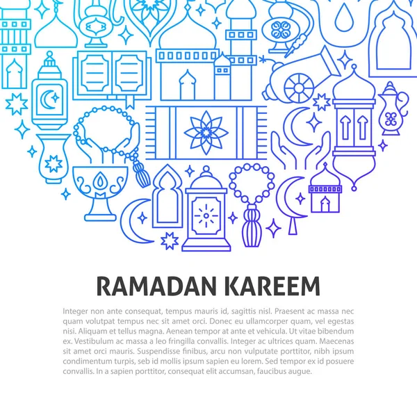 Ramadan Kareem Line Concept Vector Illustratie Van Outline Design — Stockvector