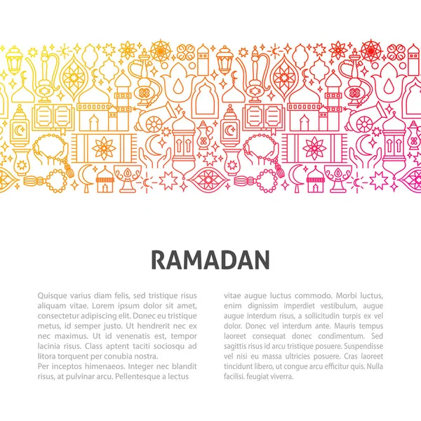 Ramadan Lijn Sjabloon Vector Illustratie Van Outline Design — Stockvector