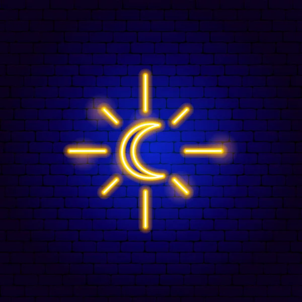 Islám Moon Bright Neon Sign Vektorové Ilustrace Náboženského Arabského Zářícího — Stockový vektor
