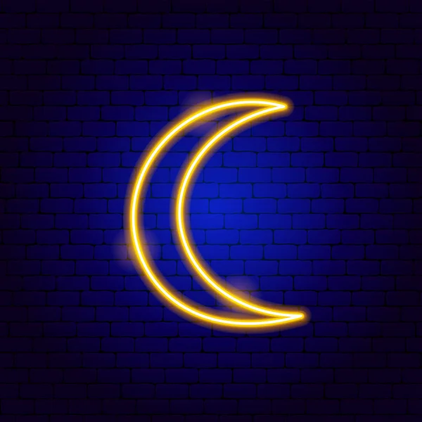 Islam Moon Neon Sign Ilustración Vectorial Religión Símbolo Resplandeciente Árabe — Vector de stock