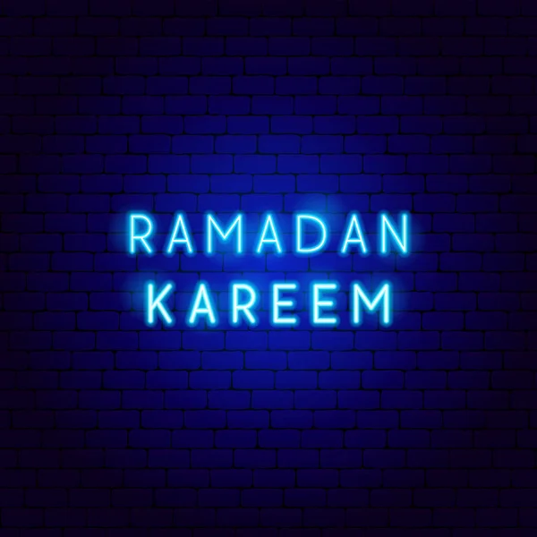 Ramadan Kareem Neon Text Inglés Ilustración Vectorial Del Concepto Árabe — Archivo Imágenes Vectoriales
