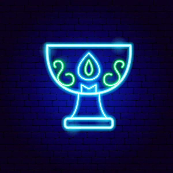 Gobelet Arabe Neon Sign Illustration Vectorielle Religion Symbole Lumineux Arabe — Image vectorielle