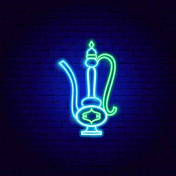 Jug Árabe Neon Sign Ilustración Vectorial Religión Símbolo Resplandeciente Árabe — Archivo Imágenes Vectoriales