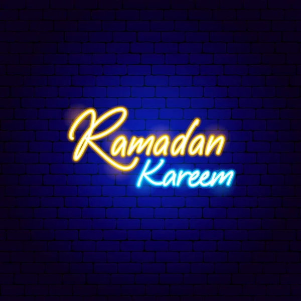 Ramadan Kareem Holiday Neon Text Inglés Ilustración Vectorial Del Concepto — Archivo Imágenes Vectoriales