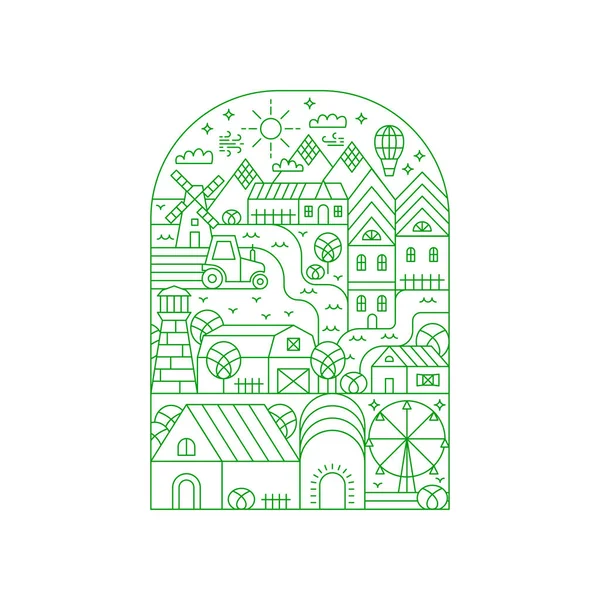 Зеленое Сельское Поле Векторная Иллюстрация Природных Ландшафтов — стоковый вектор
