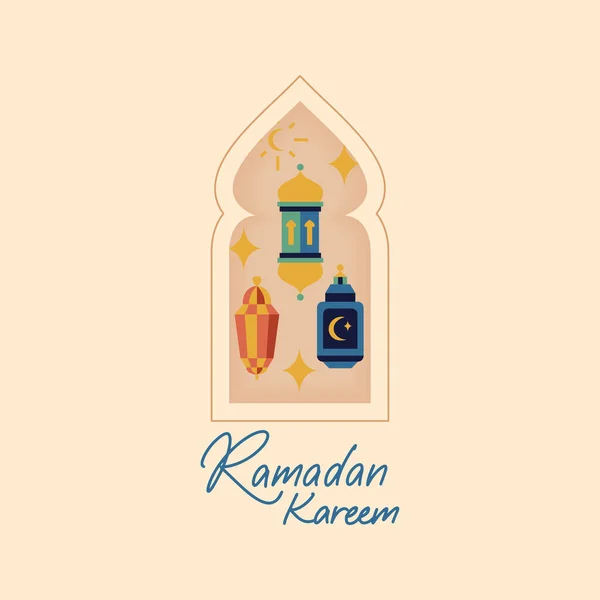 Vakantie Ramadan Kareem Postkaart Vector Illustratie Van Religieus Islamitisch Arabisch — Stockvector
