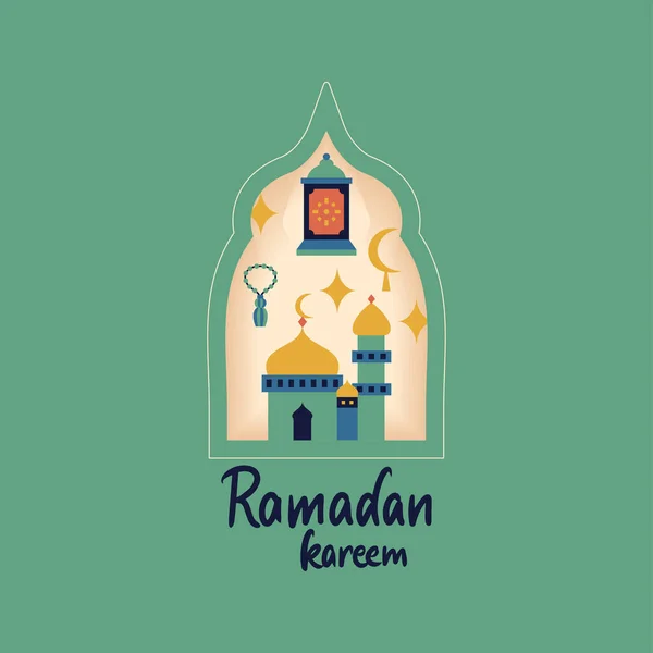 Ramadan Holiday Postkaart Vector Illustratie Van Religieus Islamitisch Arabisch Concept — Stockvector