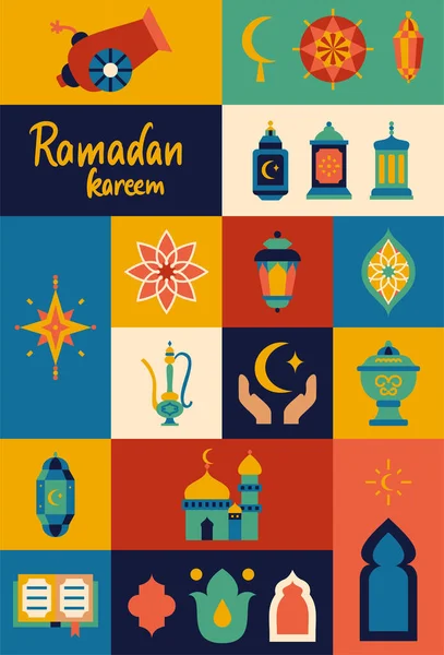 Ramadan Vakantie Poster Vector Illustratie Van Religieus Islamitisch Arabisch Concept — Stockvector