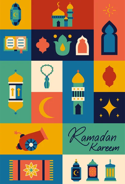 Świąteczny Plakat Ramadana Kareema Wektor Ilustracja Religijnej Koncepcji Islamu Arabskiego — Wektor stockowy