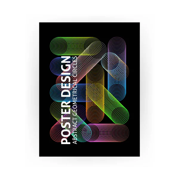 Moderne Kleurrijke Cirkels Zwarte Poster Vector Illustration Banner Concept Contemporary — Stockvector