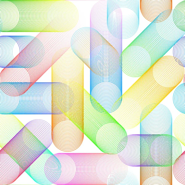 カラフルなラインサークルシームレスなパターン 多色図形のベクトルイラスト背景 — ストックベクタ