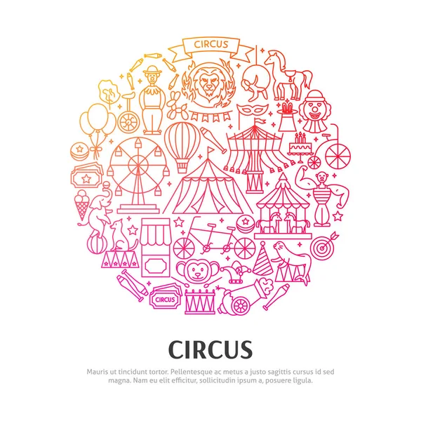 Circus Circle Concept Inglês Ilustração Vetorial Projeto Esboço — Vetor de Stock