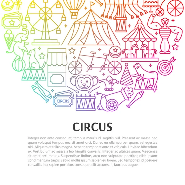 Circus Line Konzept Vektorillustration Des Umrissdesigns — Stockvektor