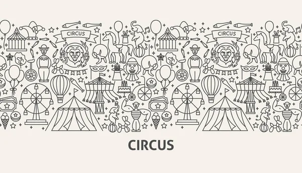 Circus Banner Concept Vector Illustration Outline Design — Stock Vector