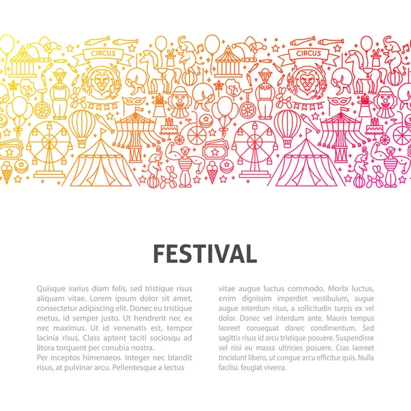 Circus Festival Line Template Vector Illustratie Van Outline Design — Stockvector