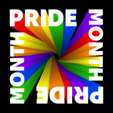 Gurur Ayı Gökkuşağı Metin Posteri. Modern Kavramsal Tanıtımın Vektör İllüstrasyonu. Gay ve LGBT Desteği.