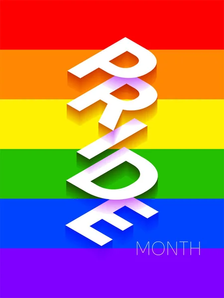 Pride Month Flag Text Poster Inglés Ilustración Vectorial Promoción Conceptual — Vector de stock