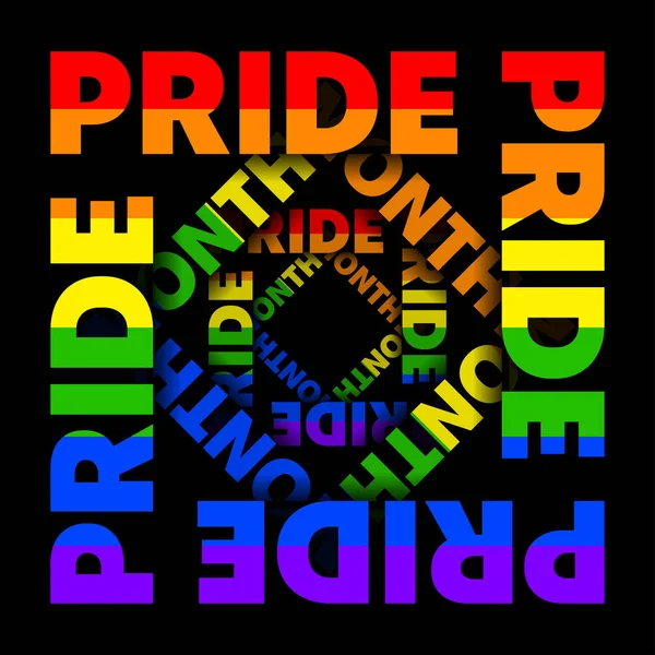 Plakat Tekstowy Pride Month Square Ilustracja Wektorowa Nowoczesnej Promocji Koncepcyjnej — Wektor stockowy