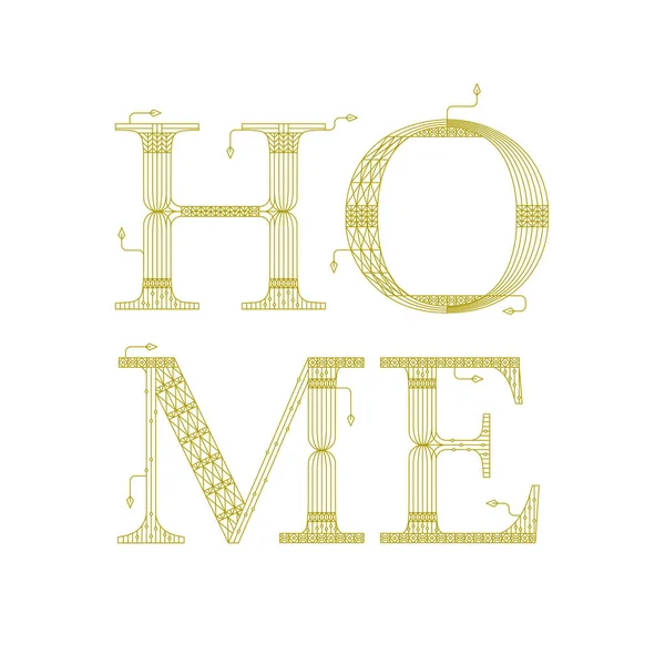Gold Home Artdeco Vector Illustration Decorative Type Word Alphabet Symbol — Stock Vector