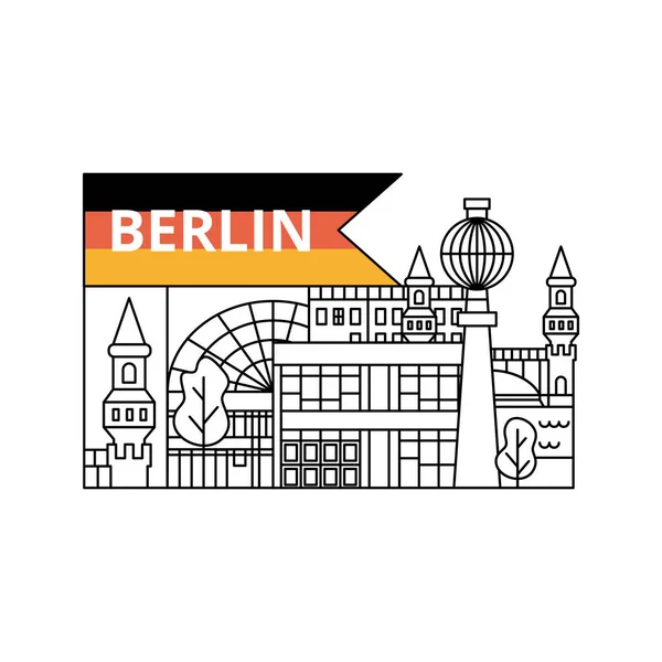 Conceito Linha Berlim Ilustração Vetorial Universidade Alemanha Country Architecture — Vetor de Stock