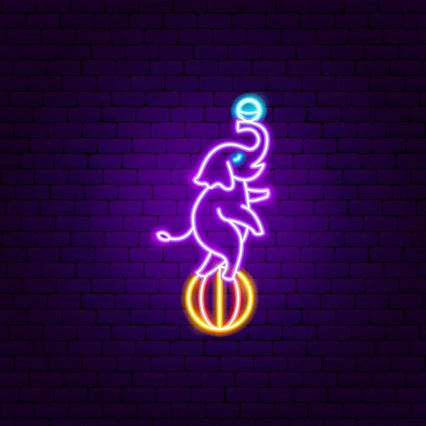 Elefantenball Neon Sign Vektorillustration Des Unterhaltungsfestivals Glühendes Symbol — Stockvektor
