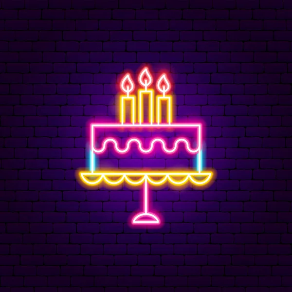 生日蛋糕蜡烛和霓虹灯签名 娱乐节光标的矢量图解 — 图库矢量图片