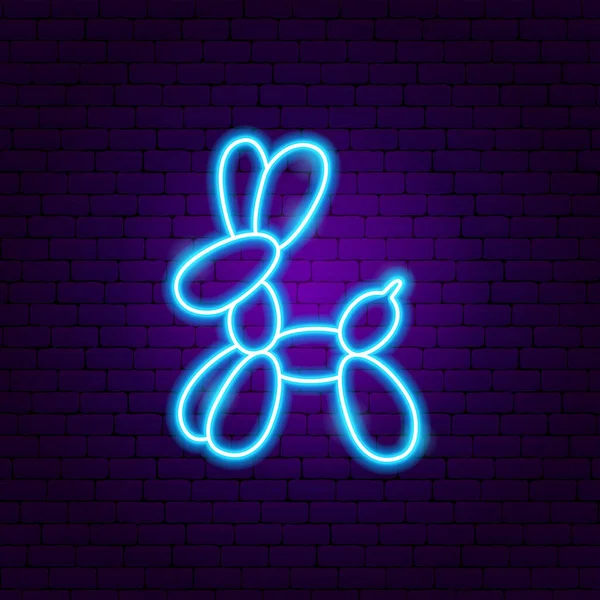 Dog Balloon Neon Sign Vector Illustration Entertainment Festival Glowing Symbol — Stock Vector