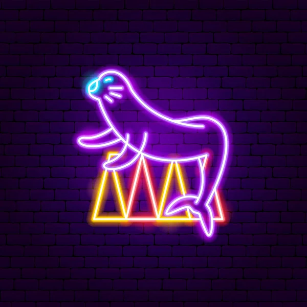 Seal Podestal Neon Sign Vektorillustration Des Unterhaltungsfestivals Glühendes Symbol — Stockvektor
