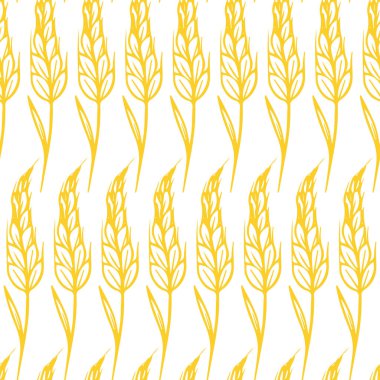 Buğday Doğal Kusursuz Desen. Çiçek Doğa Ukrayna Arkaplanının Vektör İllüstrasyonu. Ukrayna Sarı.