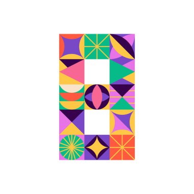 8 numaralı Art Deco Sirki. Beyaz Arkaplan üzerinde izole edilmiş Değişken Geometrik Matematik İşareti 8 Vektör ResmiComment.