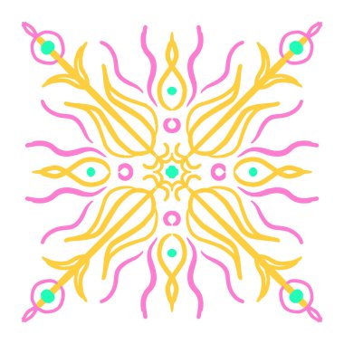 Renkli simetrik Mandala. Dekoratif Nesne Vektör Resimleri Beyaz Arkaplan üzerinde izole.