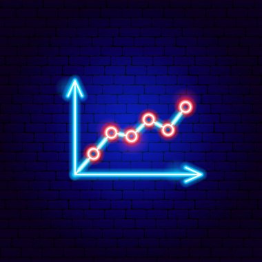 Çizgi Grafik Neon İşareti. Analitik Veri Sembolünün Vektör İllüstrasyonu.