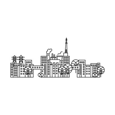 Kharkiv Line Building Architecture. Vector Illustration of Outline Town. Ukraine Architecture.. clipart