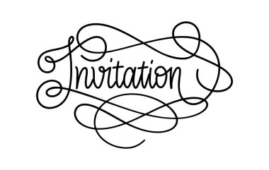 Monoline Davetiyesi Flourish Mektubu. Zarif yazı tipi vektörü. Kaligrafi senaryosu. Modern Satır El Yazısı Yazısı. Düğün Günü Kutlaması