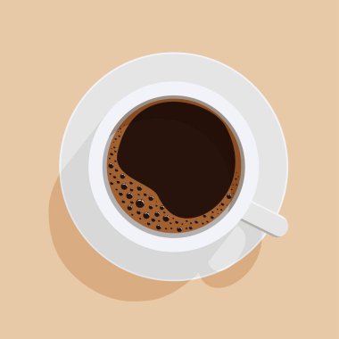 Gölgeli Beyaz Kahve Kupası Object Top View. İçkinin Vektör İllüstrasyonu. Cafe Beverage 'de. Gerçekçi Tasarım.