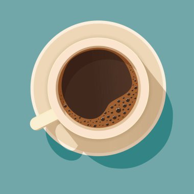 Gölgeli kahve fincanı manzarası. İçkinin Vektör İllüstrasyonu. Cafe Beverage 'de. Gerçekçi Tasarım.