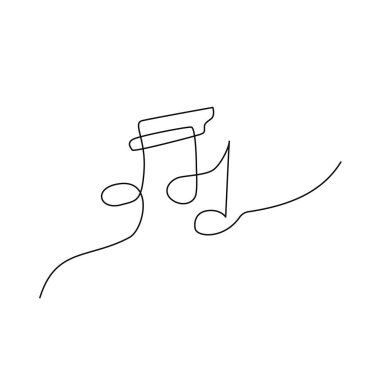 Müzik Notası Bir Çizgi Çizimi. Devamlı Monolin İşareti İllüstrasyonunun Vektör İllüstrasyonu. Doğrusal Sanat.