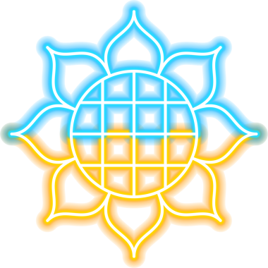 Ukrayna Ayçiçeği Neon İşareti. Ukrayna Çiçek Tanıtımı.